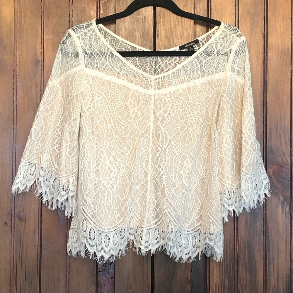 Ella Moss white lace blouse. Size XS
